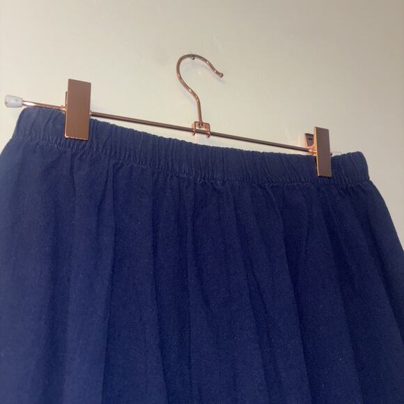 Women’s Sz Medium Linen Pants Navy Blue Pockets Stretchy Waist Cotton Beachy - Picture 6 of 9